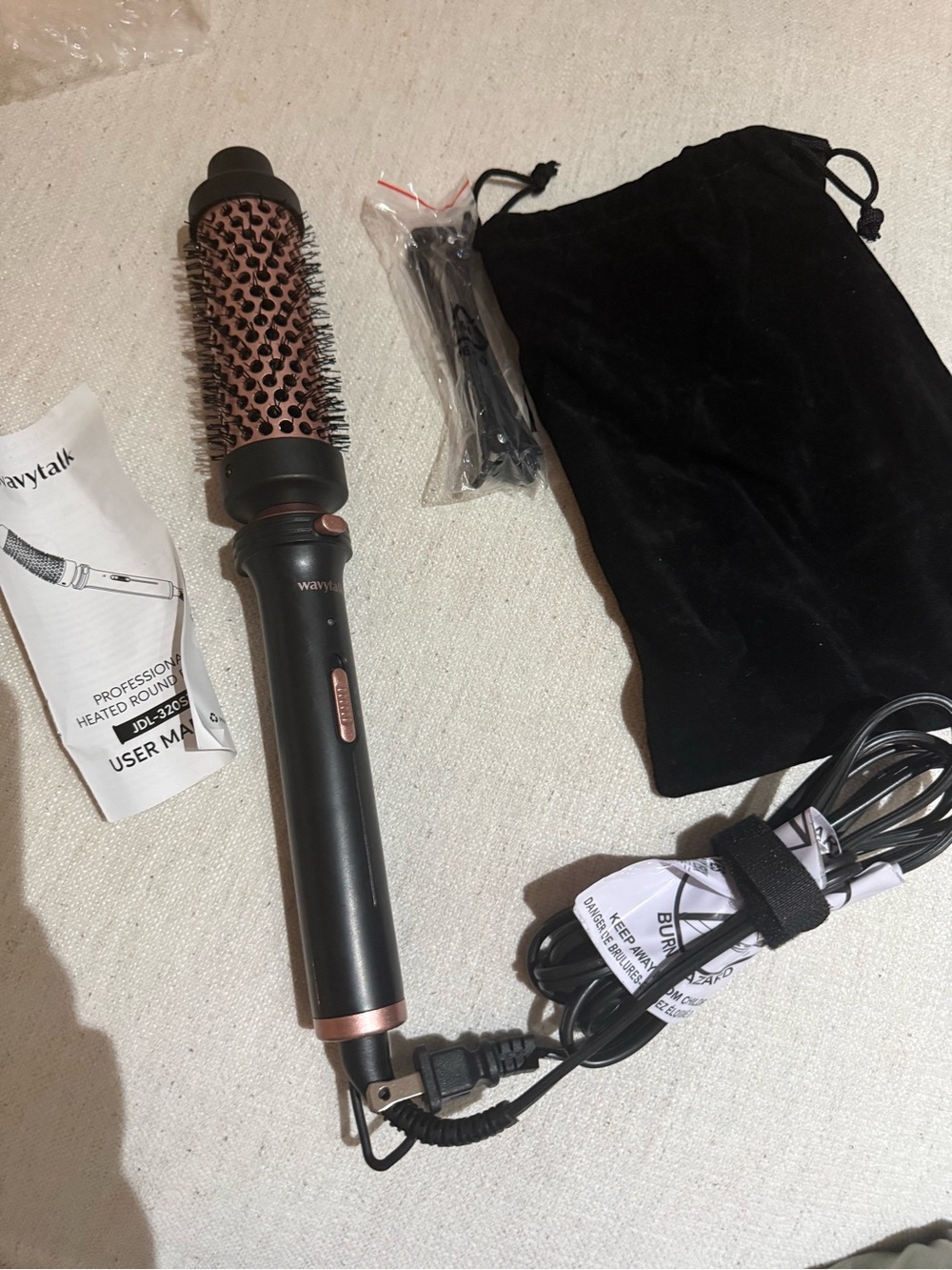 Heated Round Brush Hair Styler - Black & Rose Gold